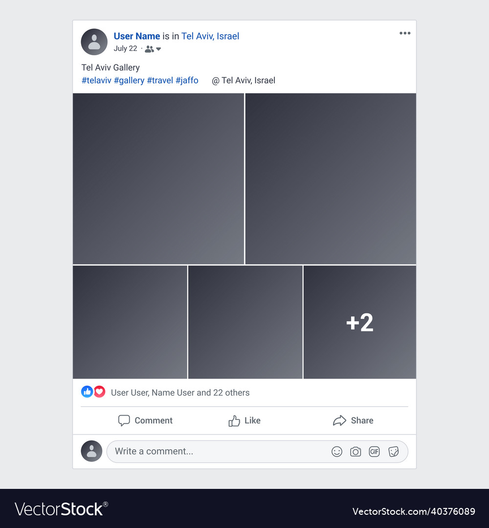 Screen interface in social media application vector image Screen interface in social media application