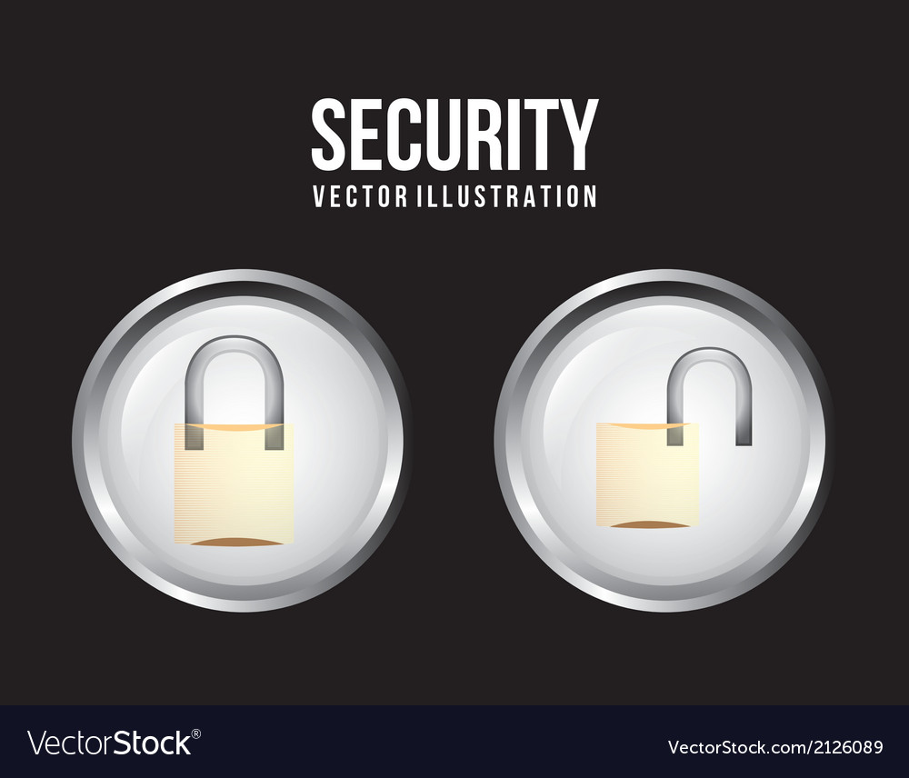 Security buttons over black background