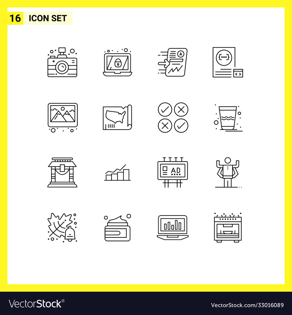 Set 16 outlines on grid for frame development