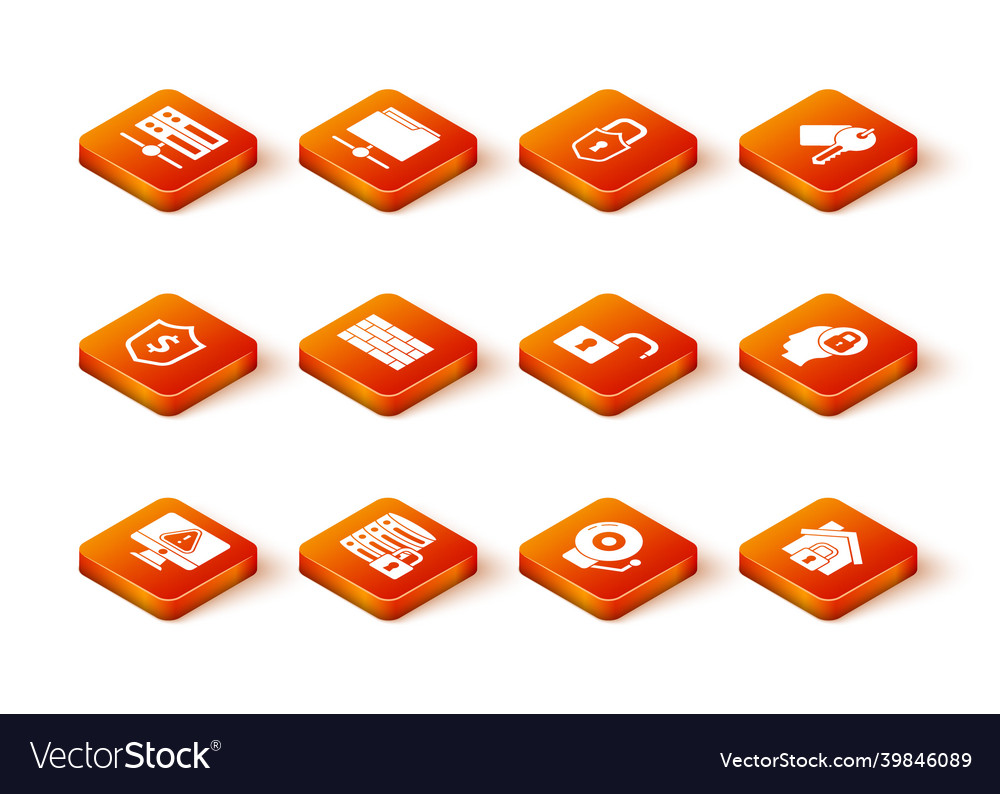 Set monitor with exclamation mark server security vector image Set monitor with exclamation mark server security