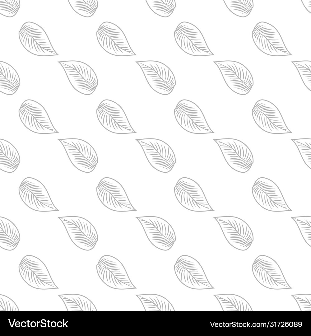 Simple black leaf seamless pattern on white Vector Image