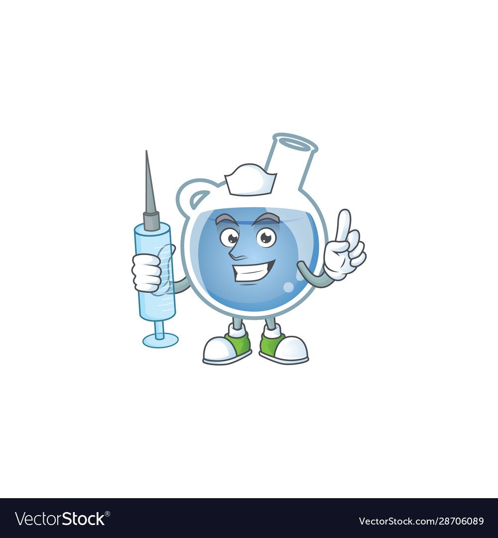 Smiley nurse blue potion cartoon character