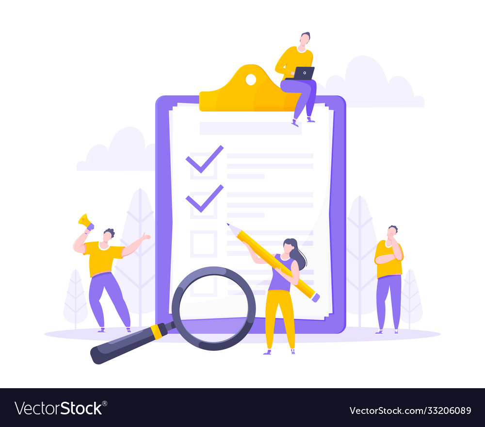 Syllabus task done concept tiny people vector image Syllabus task done concept tiny people