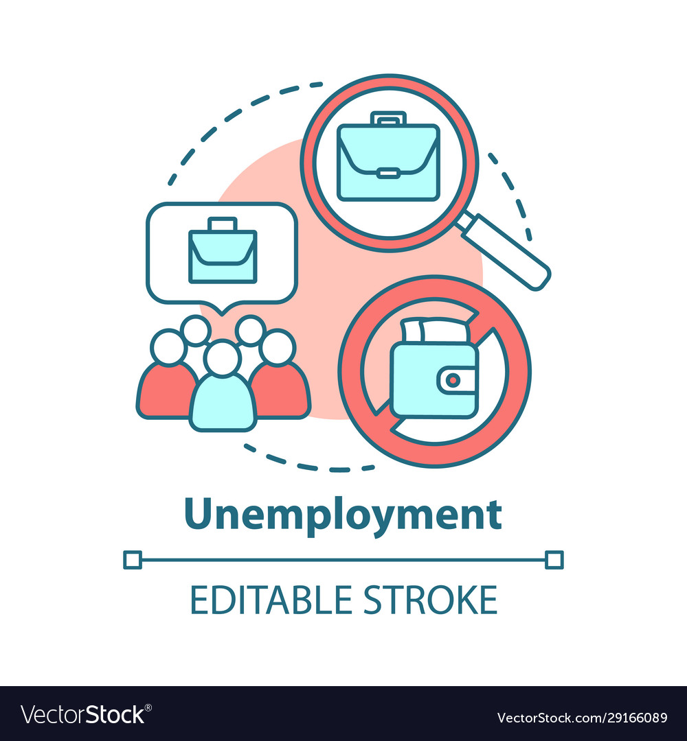 Unemployment concept icon poverty idea thin line vector image Unemployment concept icon poverty idea thin line