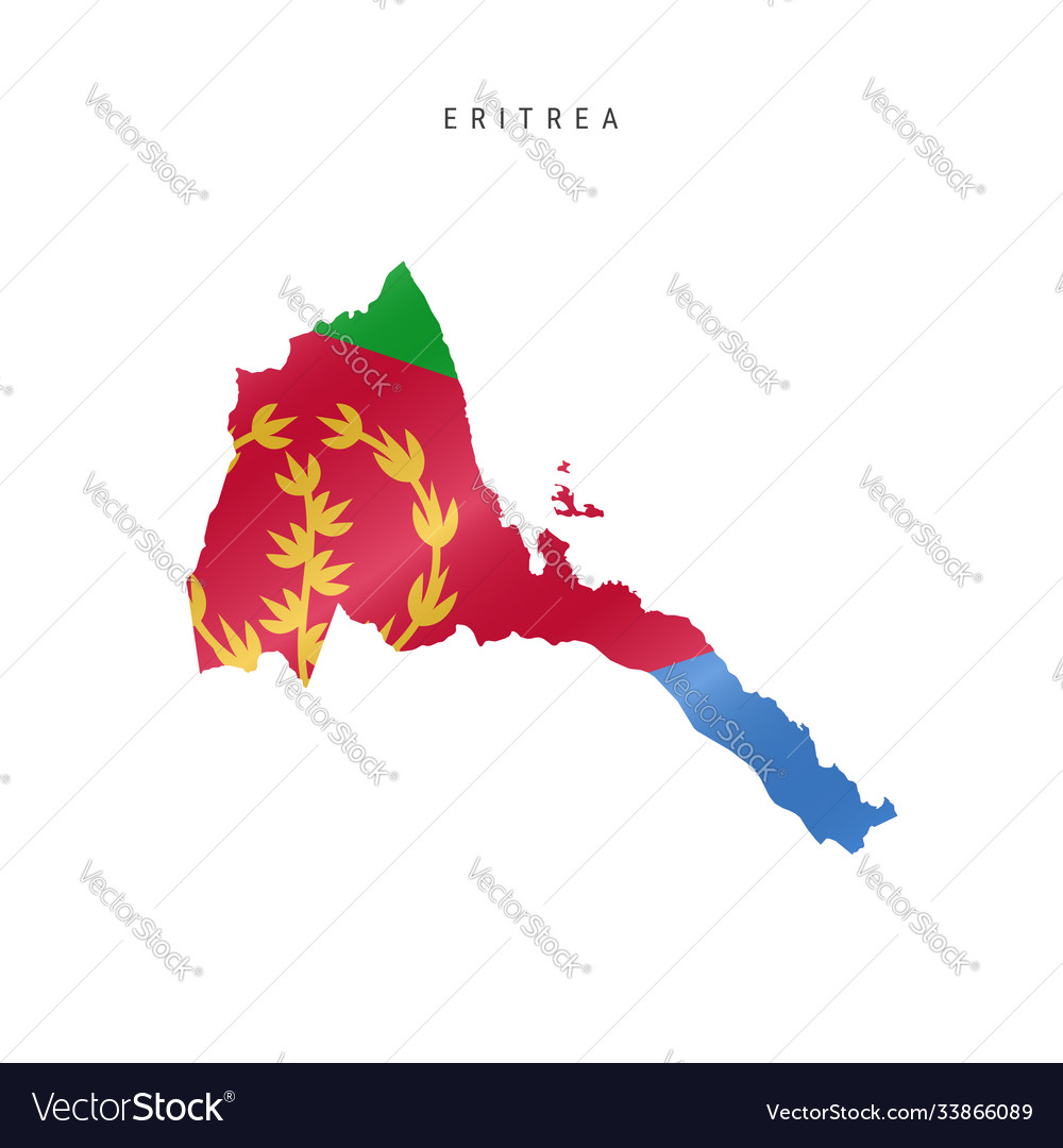 Waving flag map eritrea vector image Waving flag map eritrea
