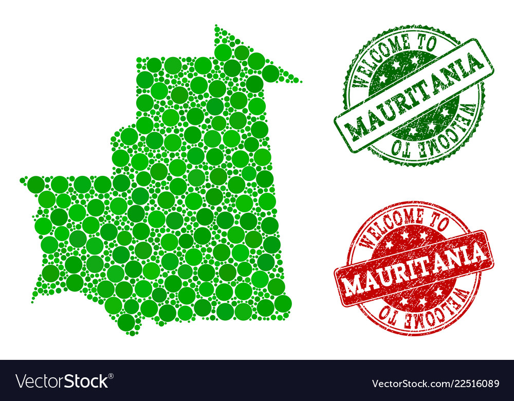 Welcome composition of map of mauritania Vector Image