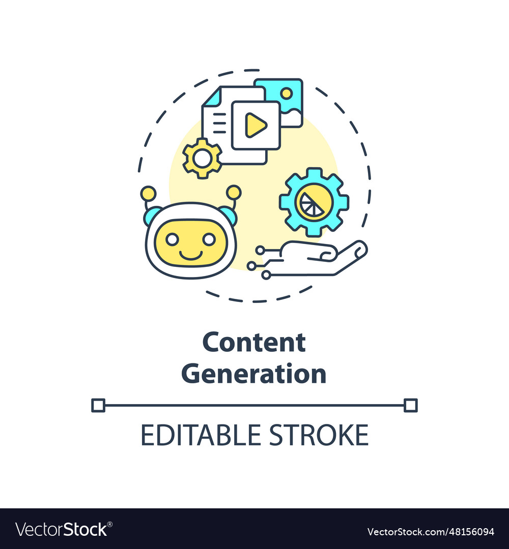 2d customizable content generation line icon