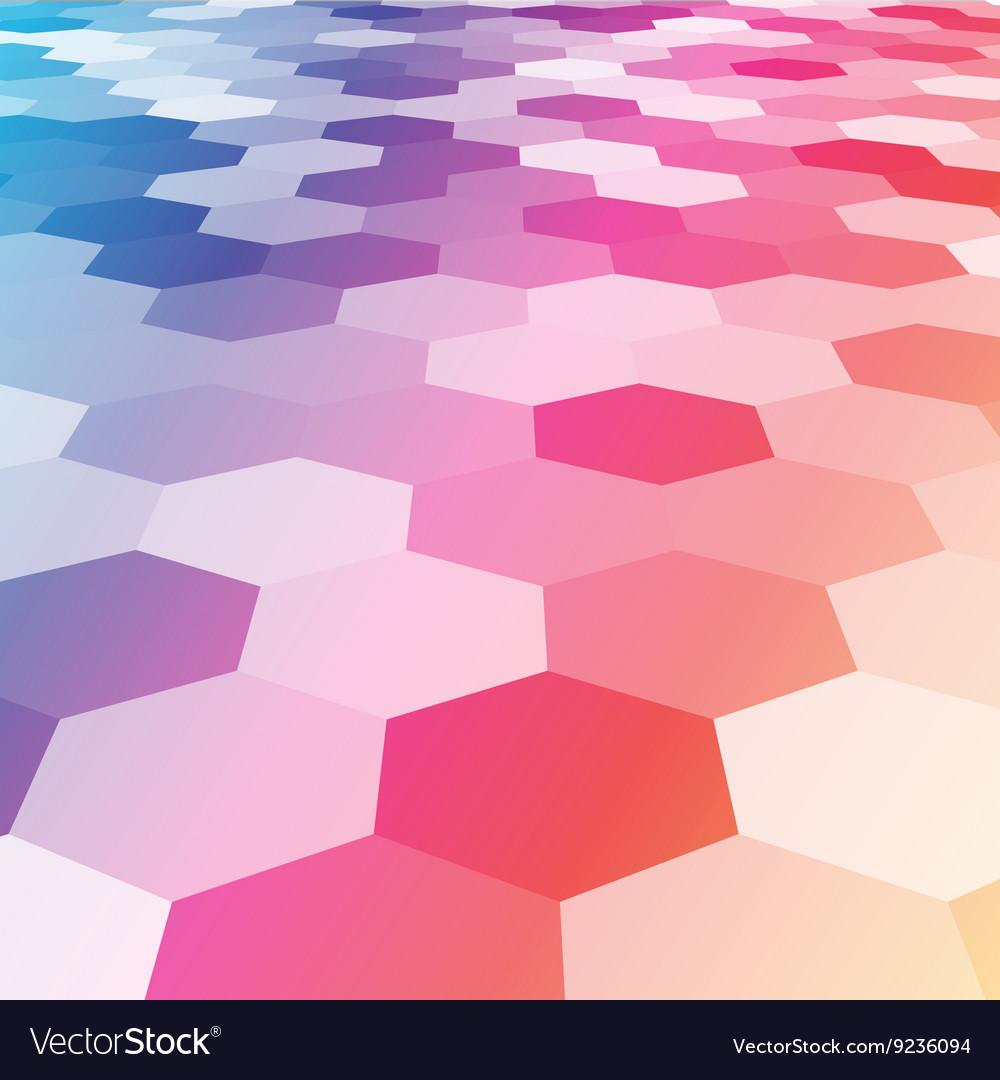 Abstract colorful hexagonal floor 3d