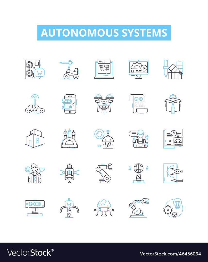 Autonomous systems line icons set Vector Image Autonomous systems line icons set