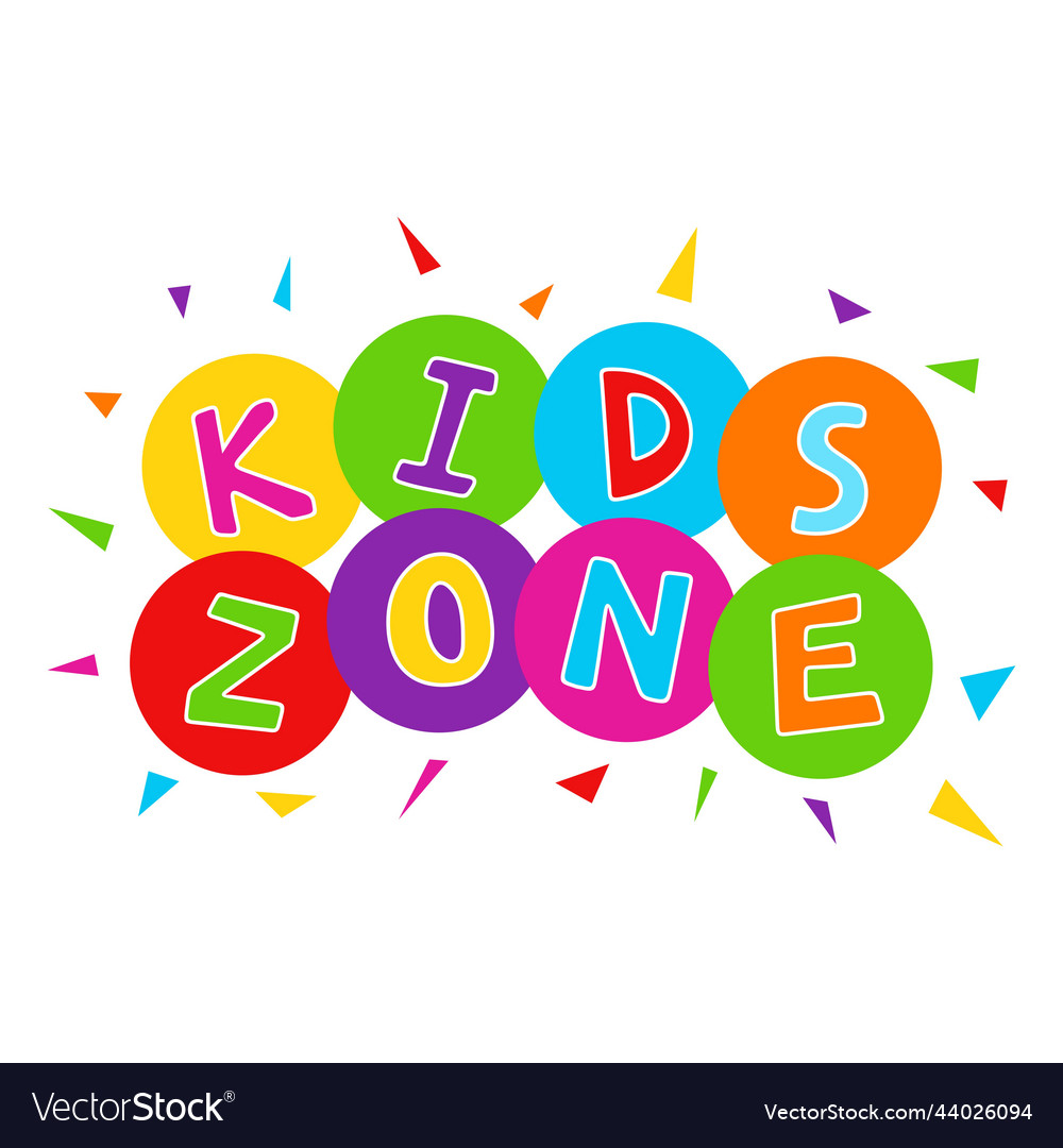 Cartoon buntes Logo Kinderzone isoliert auf weiß vector image Cartoon buntes Logo Kinderzone isoliert auf weiß