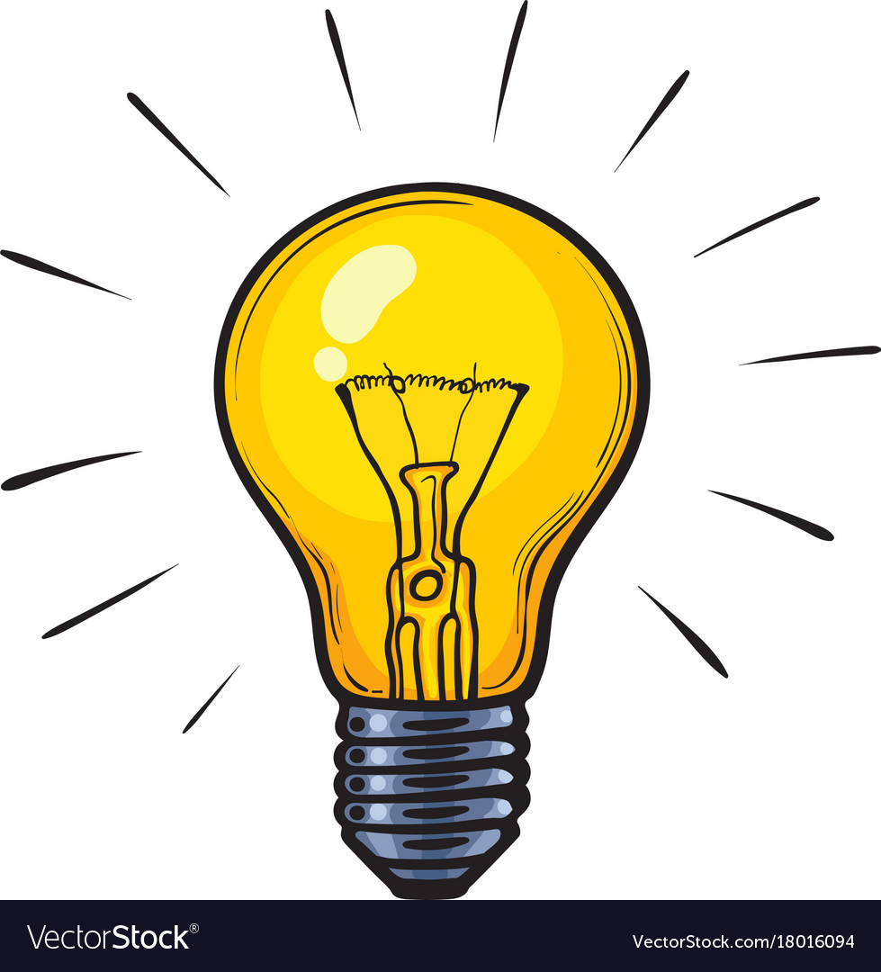 Cartoon Glowing Yellow Light Bulb Royalty Free Vector Image | atelier ...