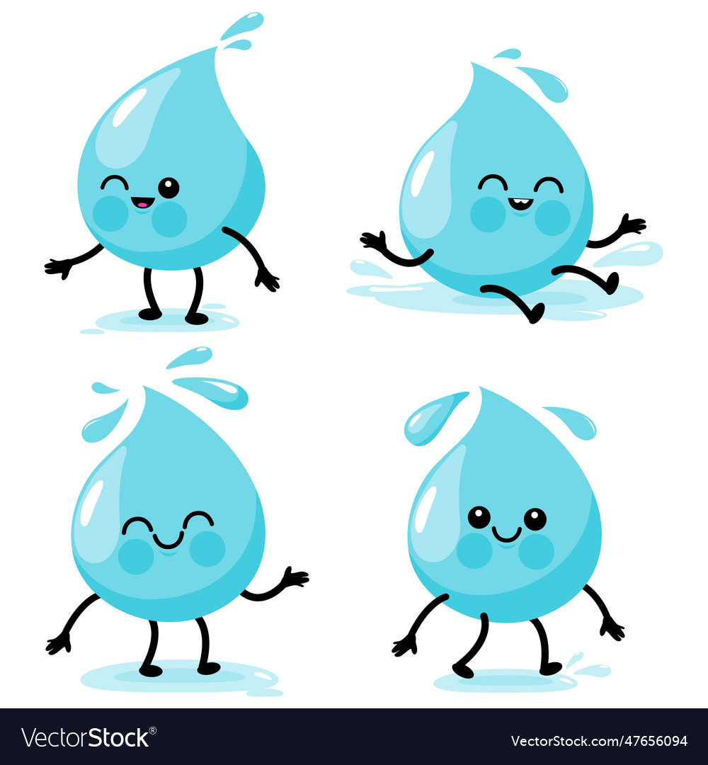 Cartoon water drop characters Royalty Free Vector Image