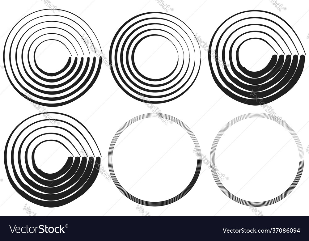 Circular radial element shape set image vector image Circular radial element shape set image