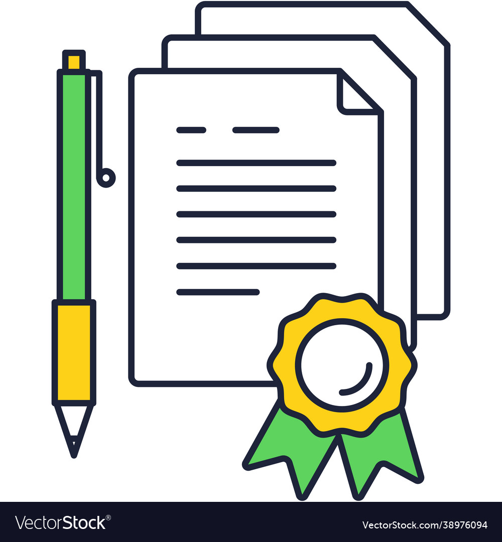 Contract icon with pen for signature