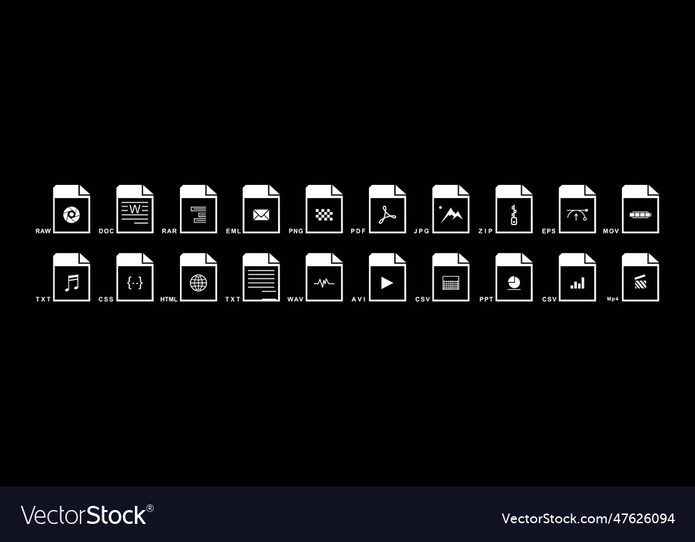 File extensions diverse icons set