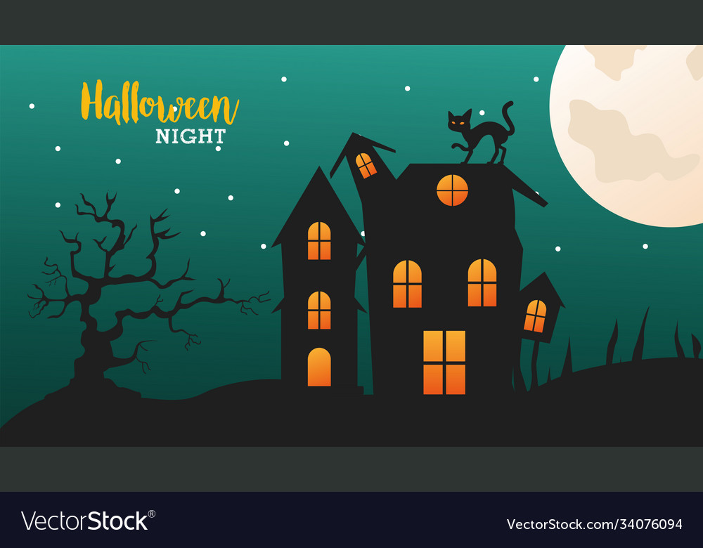 Happy halloween Feier mit schwarzer Katze vector image Happy halloween Feier mit schwarzer Katze