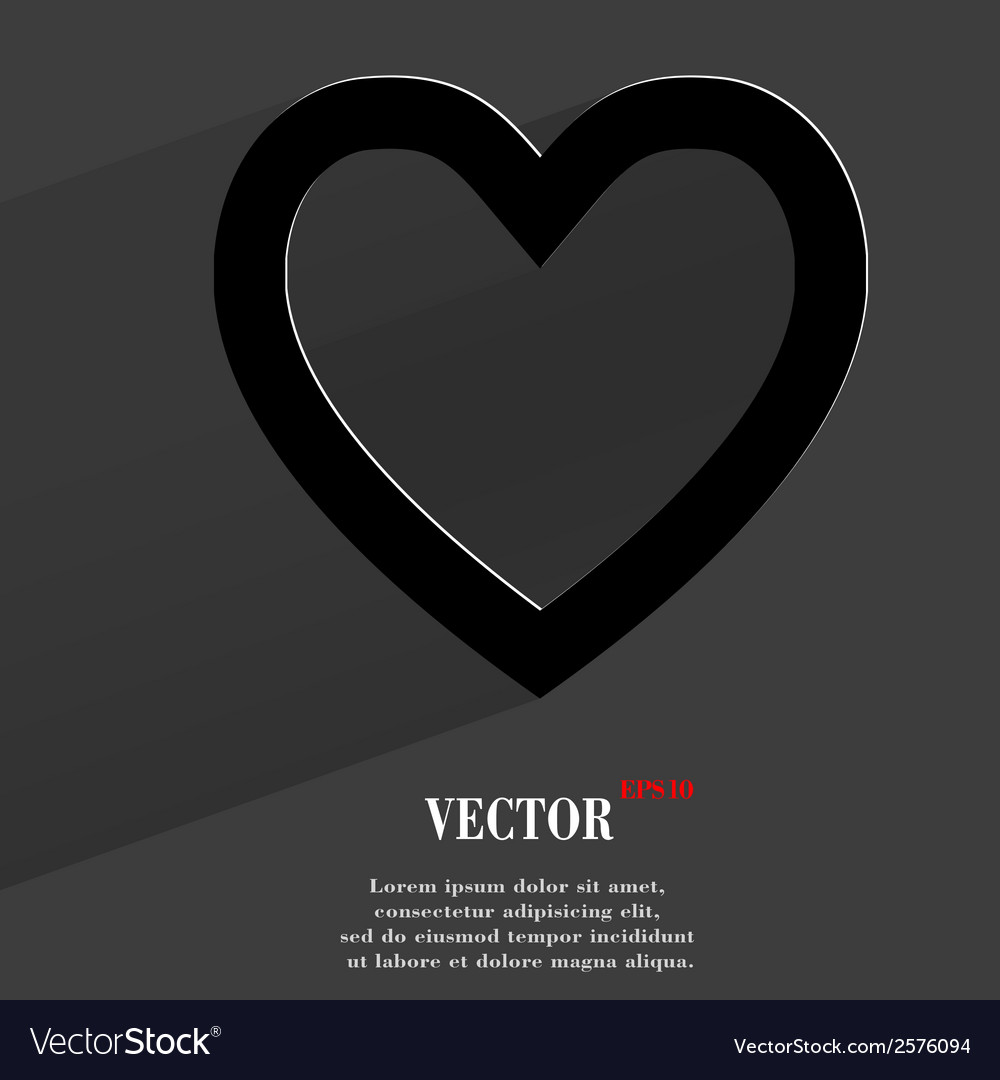 Heart flat modern web button with long shadow