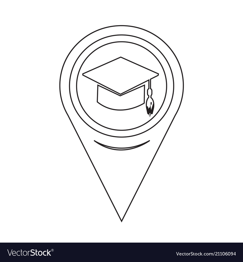 Map pointer graduation cap icon vector image Map pointer graduation cap icon
