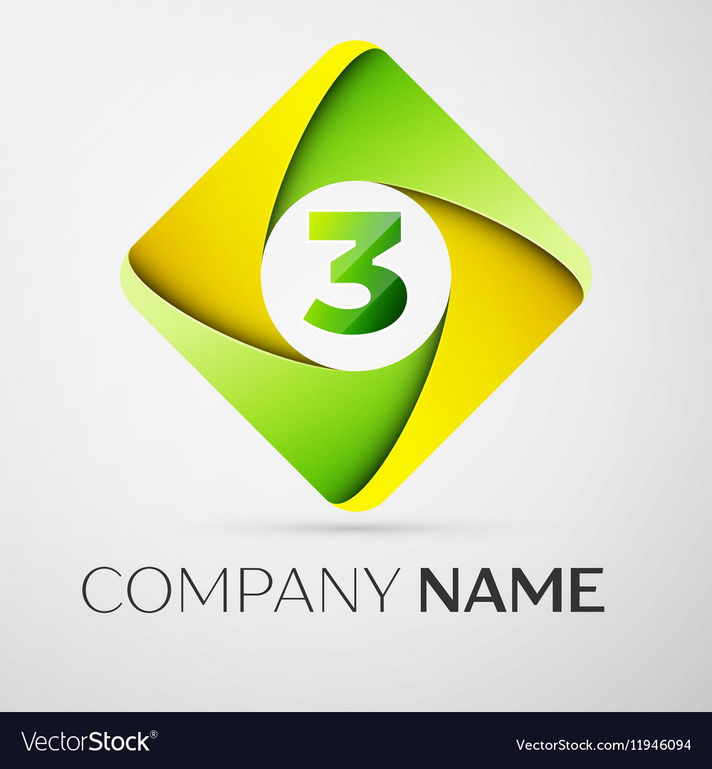 Number three logo symbol in the colorful rhombus