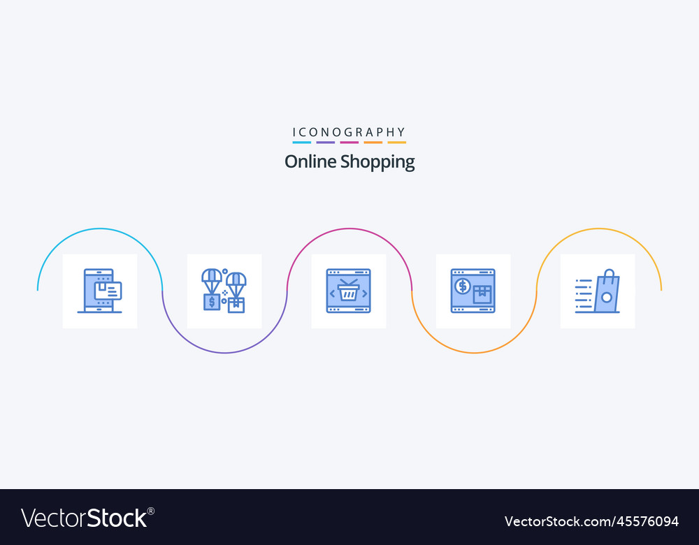 Online-Shopping blau 5 Icon-Pack mit Shop