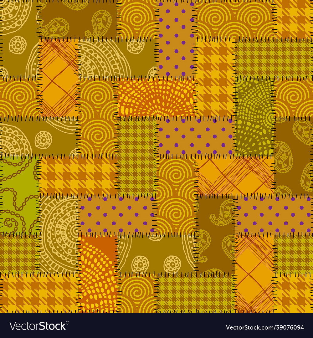 Patchwork textile pattern seamless quilting vector image Patchwork textile pattern seamless quilting