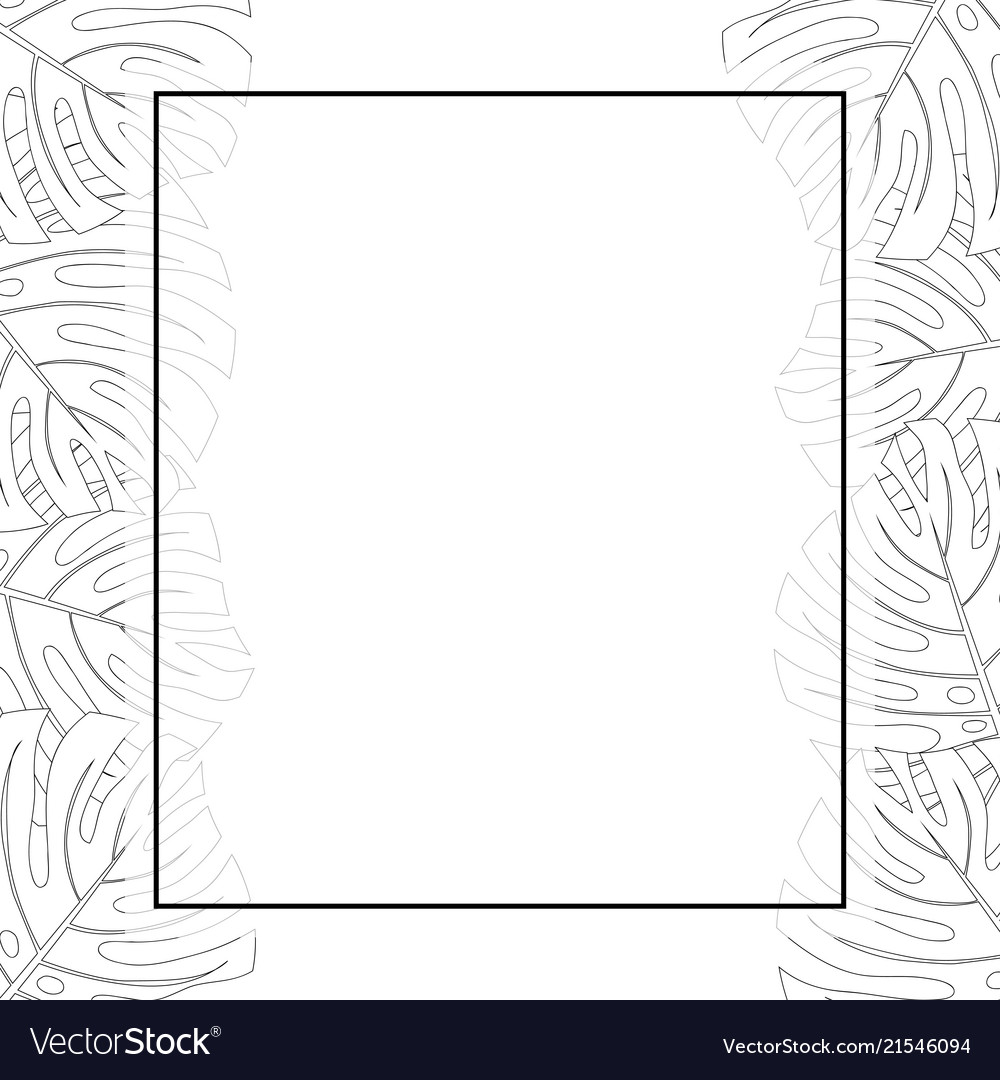 Philodendron monstera leaf outline banner card