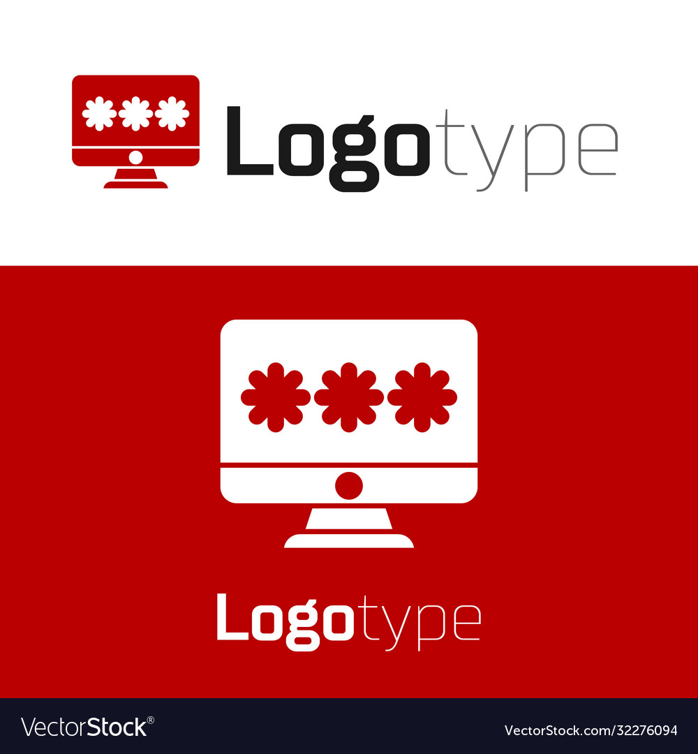 Red monitor with password notification icon vector image Red monitor with password notification icon