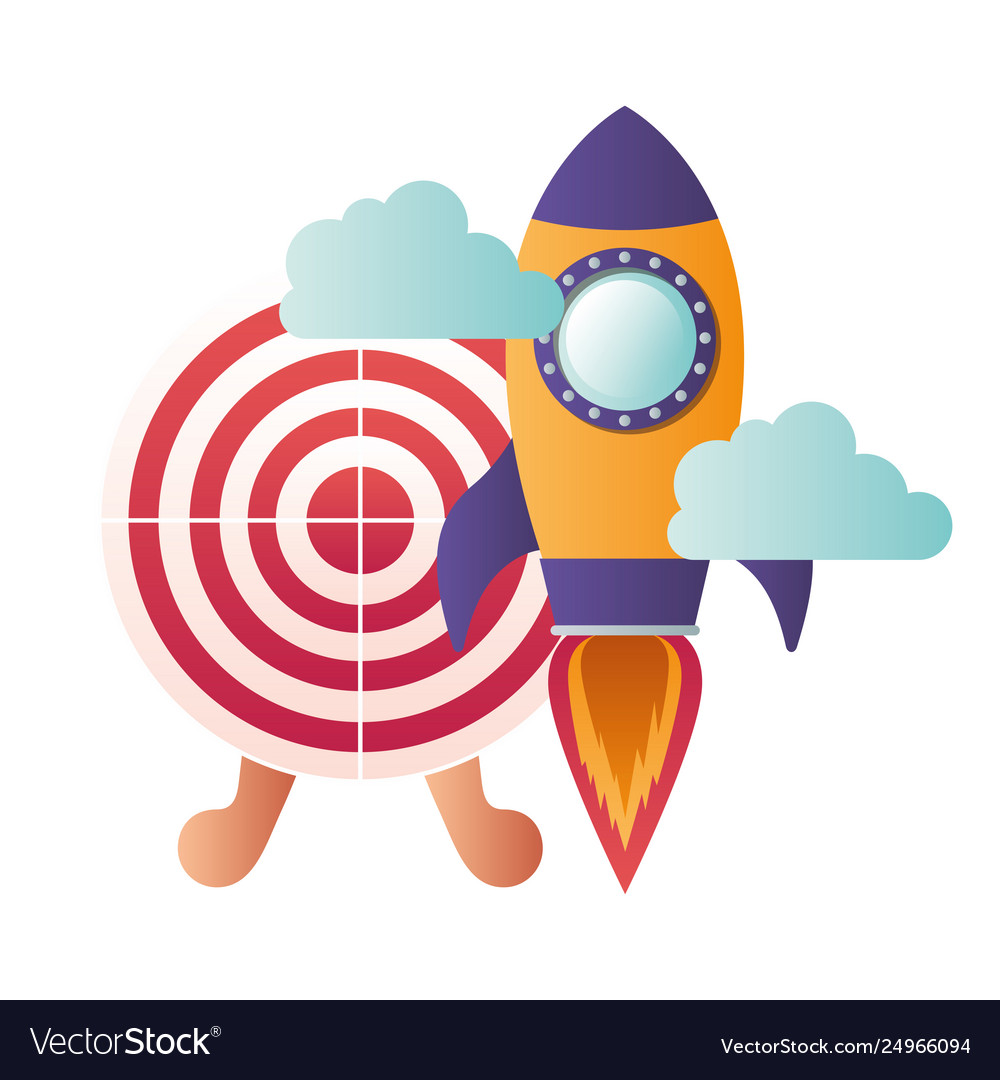 Rocket with target shooting isolated icon