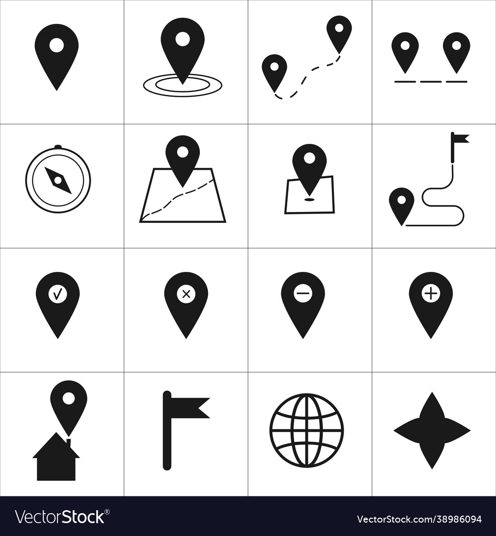 Set navigation icon gps route maps Vector Image Set navigation icon gps route maps