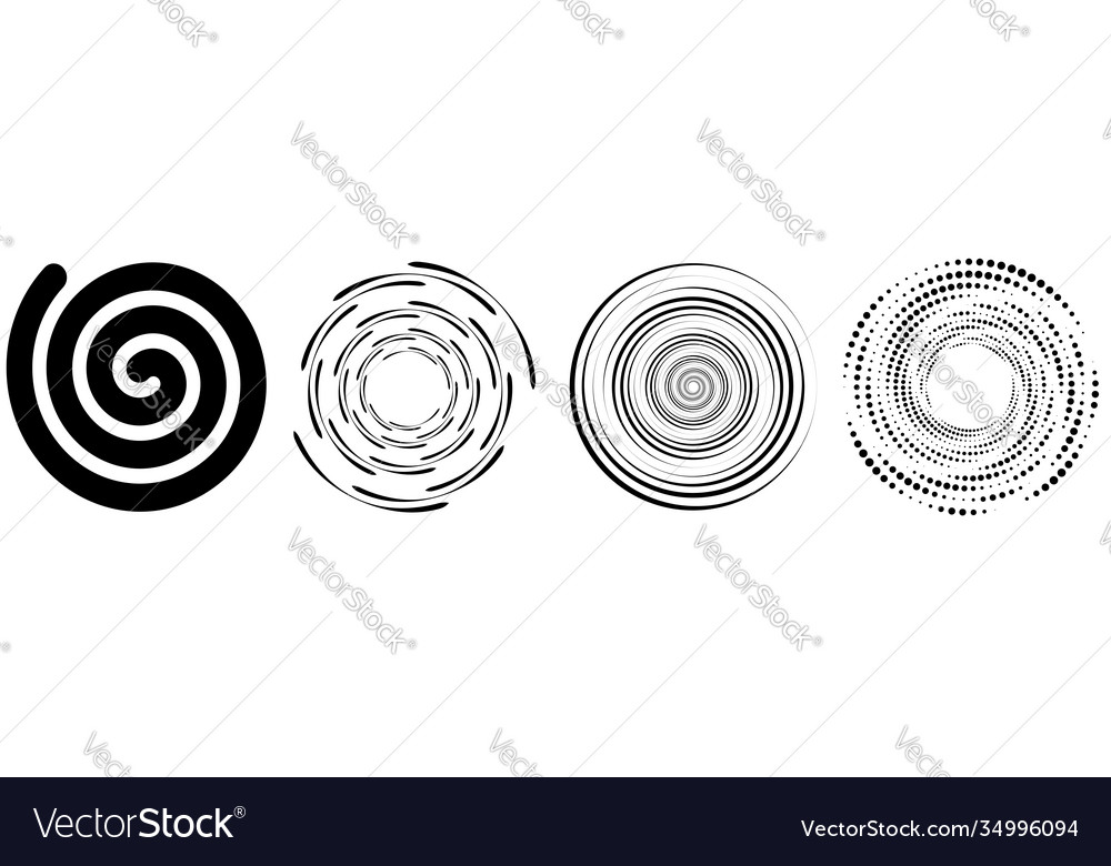 Spiral swirl twirl element set rotating circular vector image Spiral swirl twirl element set rotating circular