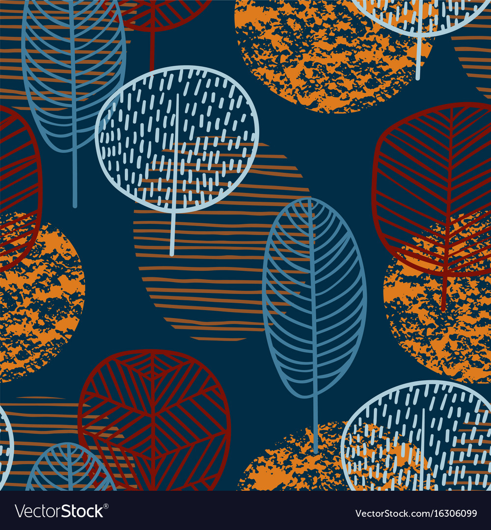 Abstract autumn seamless pattern with trees
