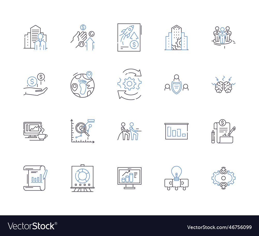 Business growth outline icons collection success