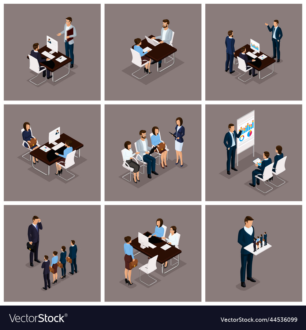 Business people isometric set of women and men