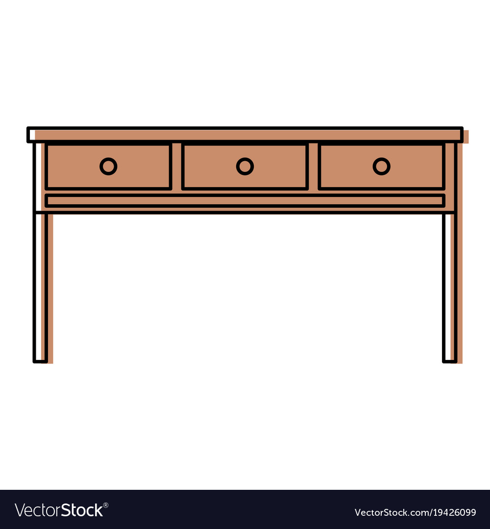 Color Office Wood Desk Object With Drawers Vector Image