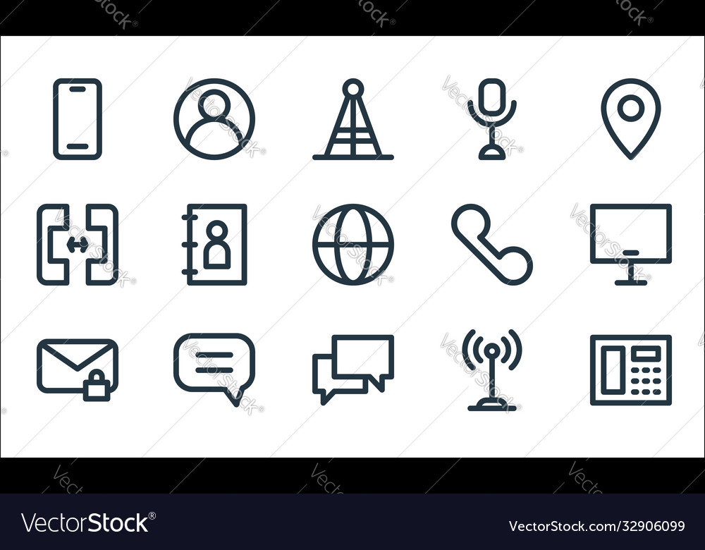 Communications line icons linear set quality
