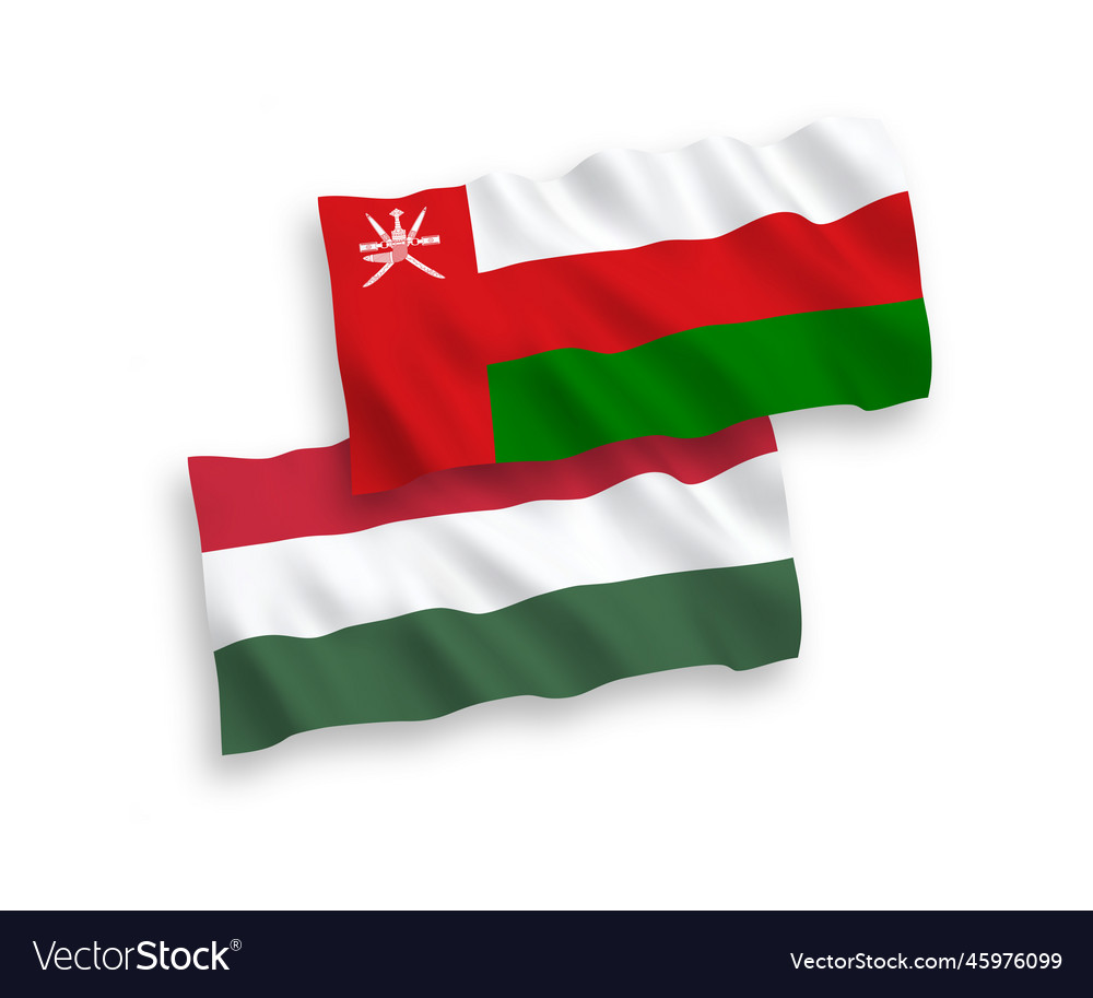 Flags of sultanate oman and hungary on a white Vector Image