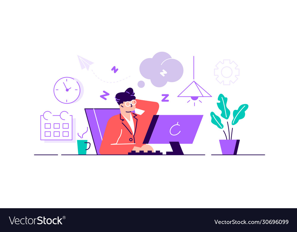 Flat tiny without work and lazy persons concept vector image Flat tiny without work and lazy persons concept