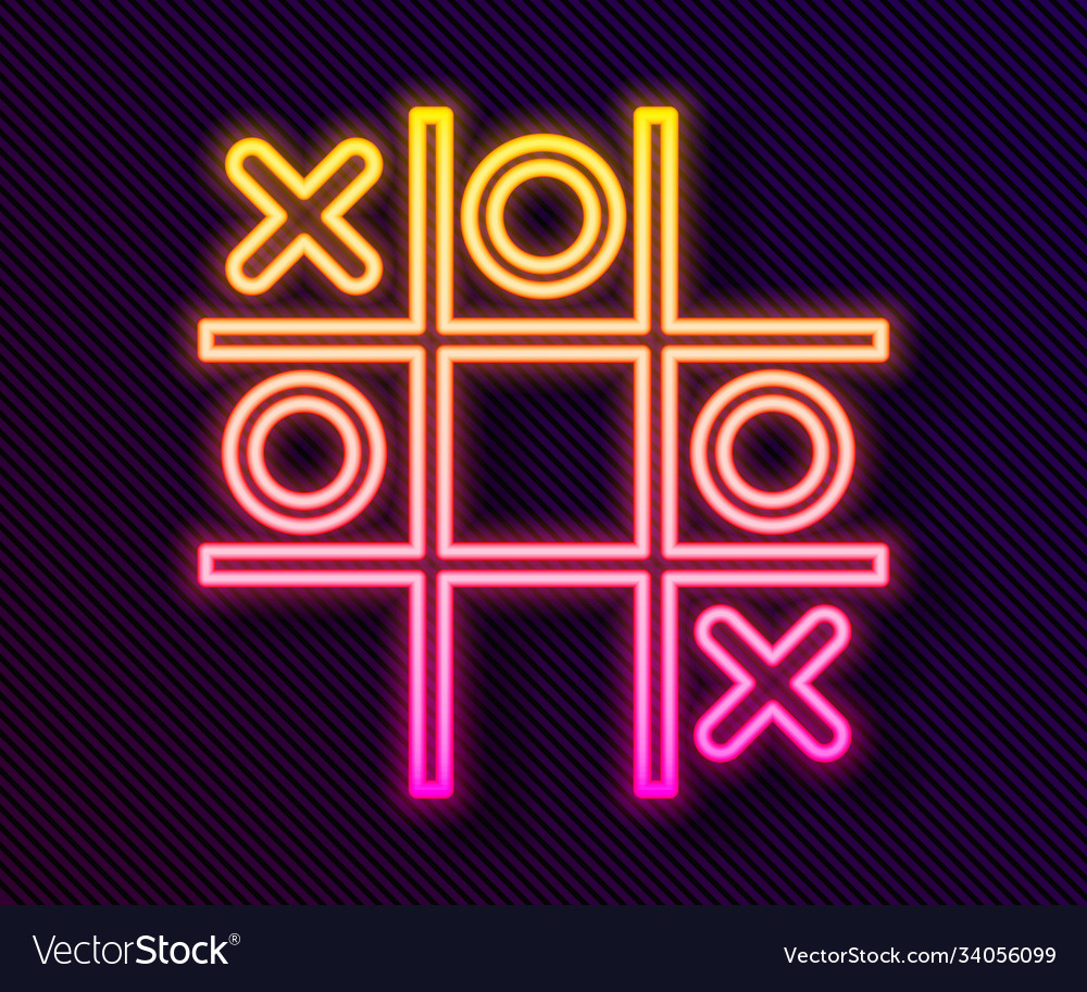 Glowing neon line tic tac toe game icon isolated Vector Image