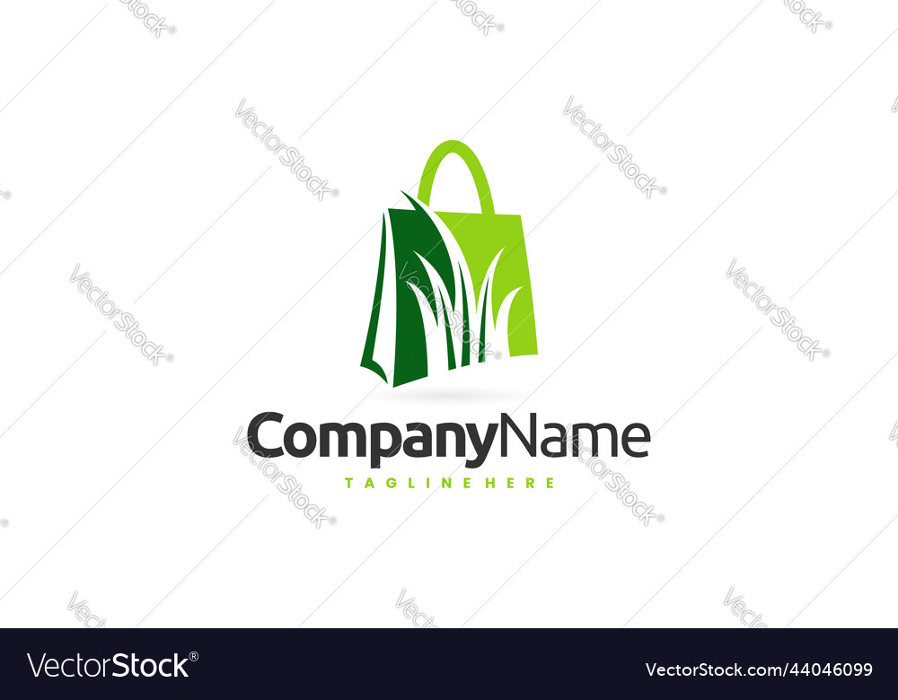 Lawn care shopping logo grass bag