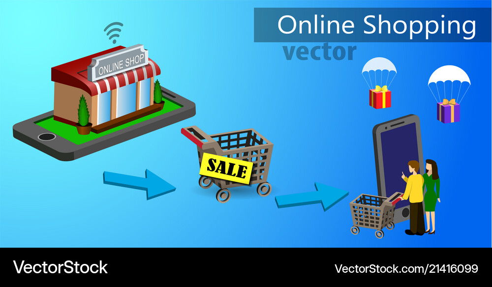 Mobile shopping e-commerce Royalty Free Vector Image