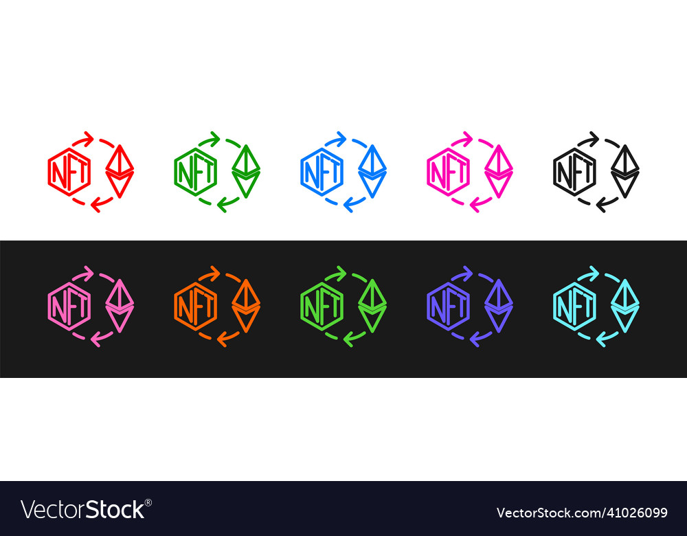 Set line ethereum exchange nft icon isolated Vector Image Set line ethereum exchange nft icon isolated