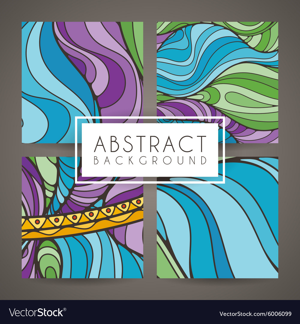 Set of four colorful intricate patterns