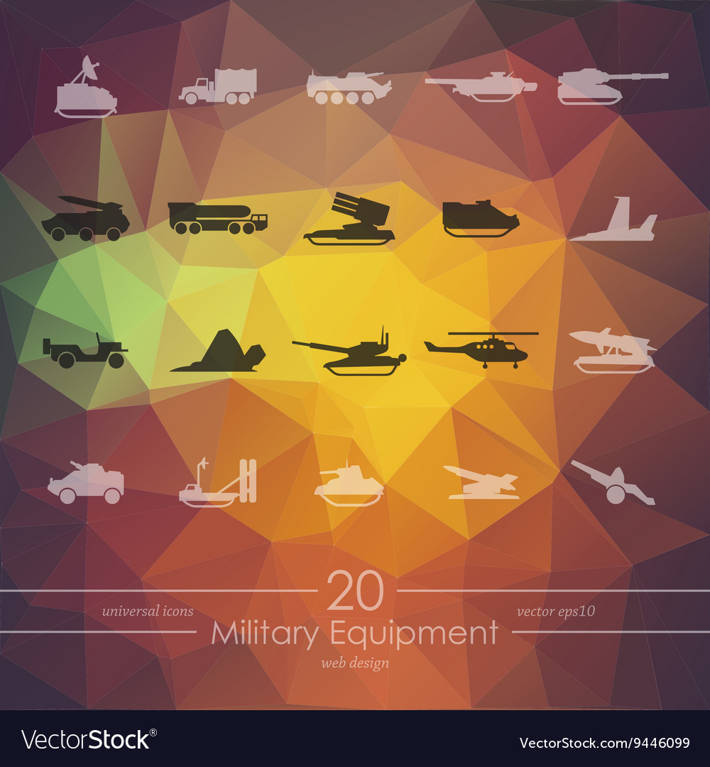 Set of military equipment icons