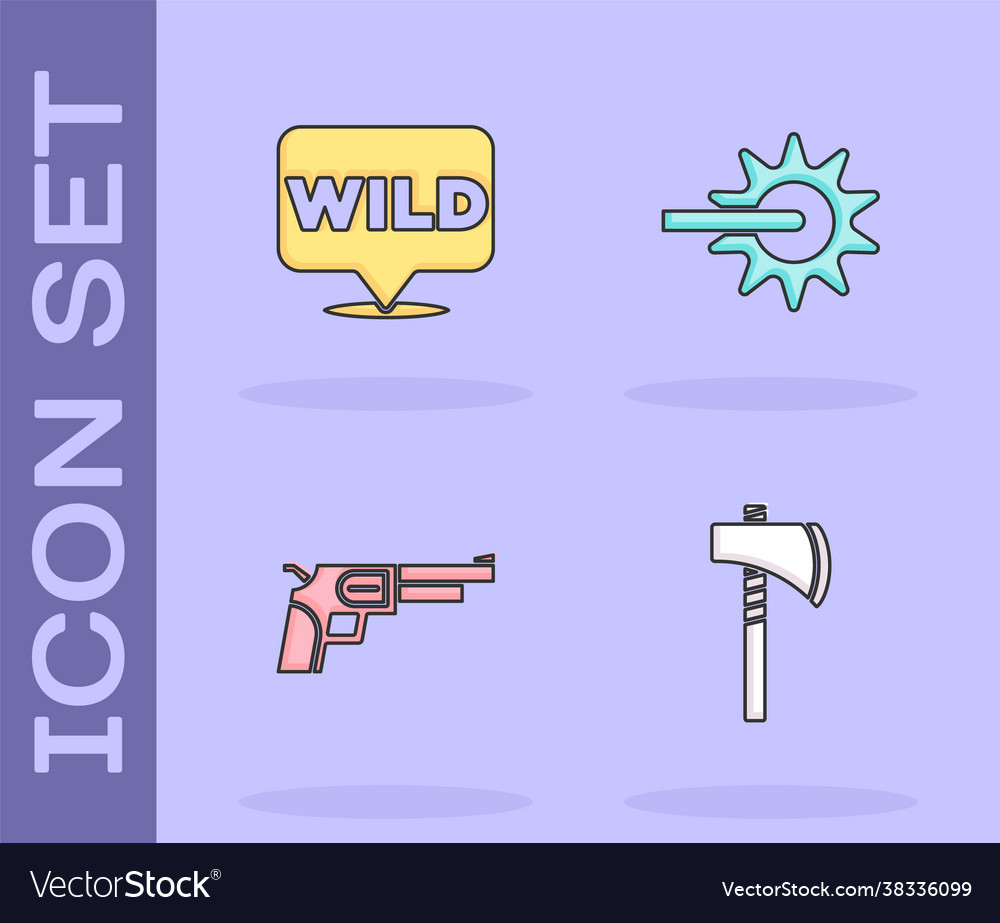 Set tomahawk axe pointer to wild west revolver vector image Set tomahawk axe pointer to wild west revolver