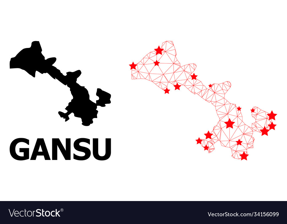 Wire frame polygonal map gansu province