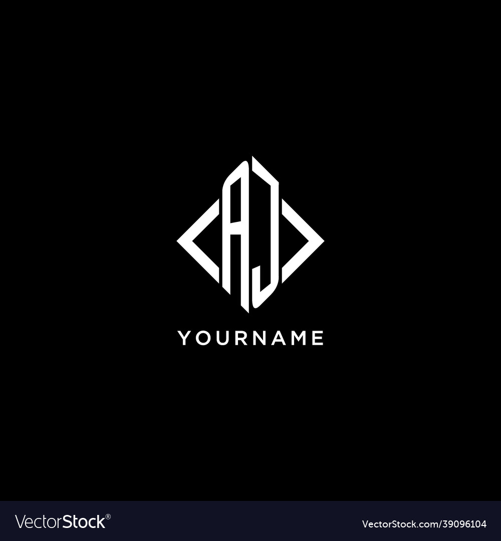 Aj initial monogram with rhombus shape logo design