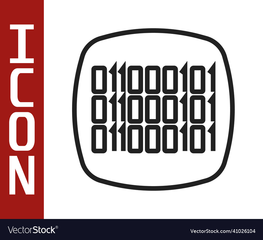 Black line binary code icon isolated on white Vector Image Black line binary code icon isolated on white