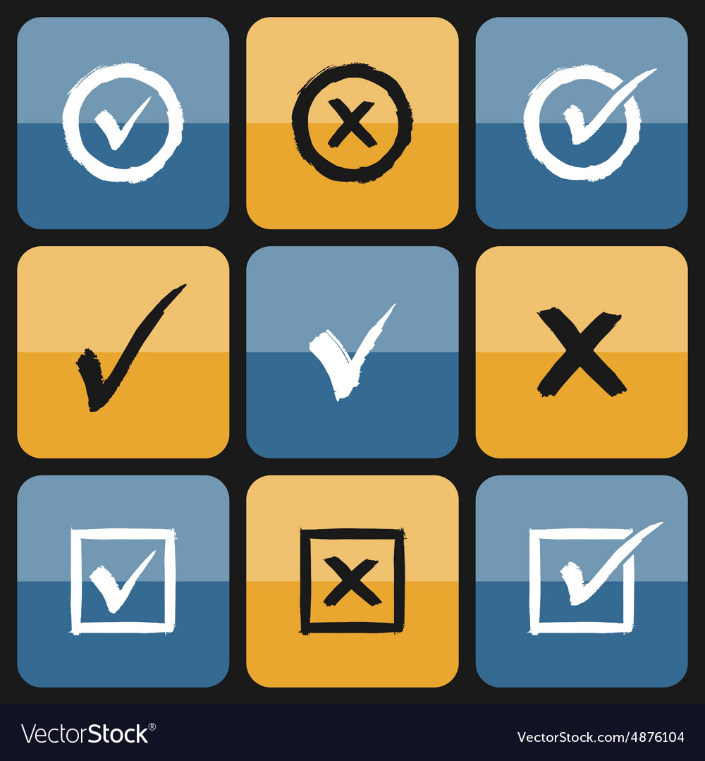 Checkbox set of hand drawn icons Royalty Free Vector Image