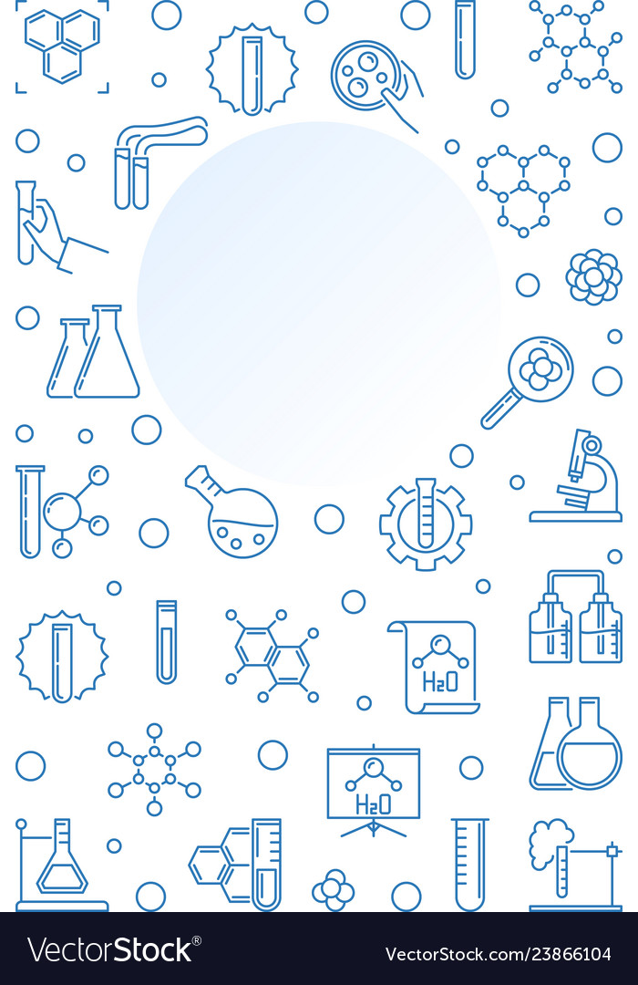 Chemical Vertical Outline Banner With Round Vector Image