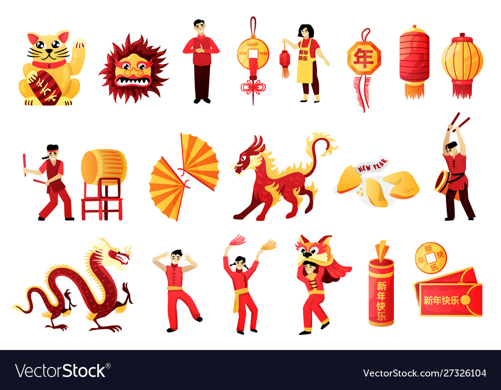 Chinese new year icons set